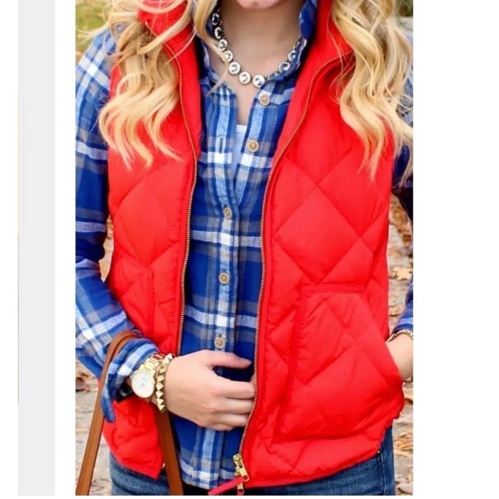 J.Crew Excursion Puffer Vest Quilted Down Insulated Outerwear Red Small